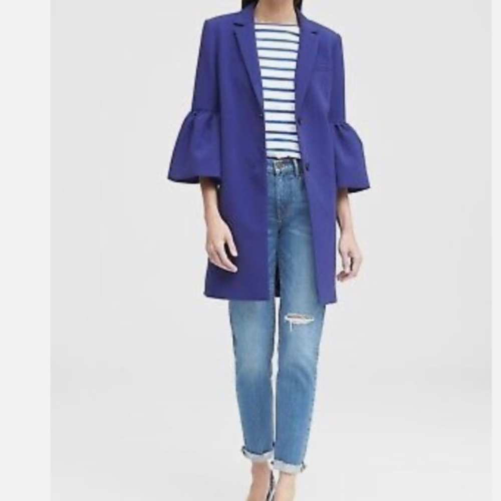 Banana Republic Bell-Sleeve Coat JACKET Size XL blue‎ NWT FLAW